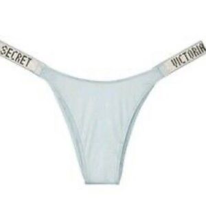 Frosty blue Brazilian shine strap panty
